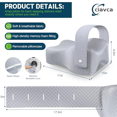 Ciavca Knee Pillow for Side Sleepers Hip Pain Relief with Adjustable Strap