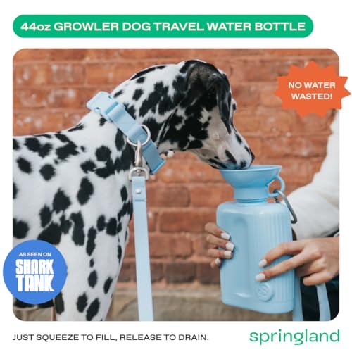 Springland 44oz Classic Portable Dog Water Bottle with Built-in Bowl, Blue - color: Sky Blue, size: 44oz Growler