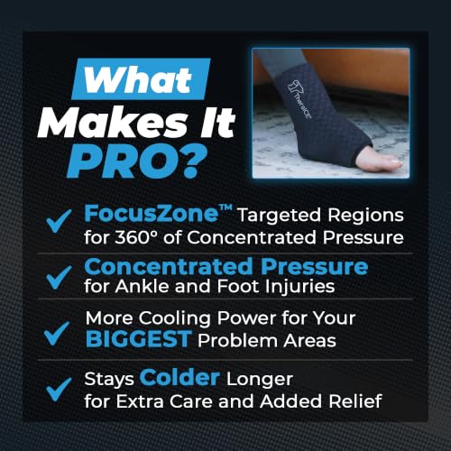 TheraICE Ankle Ice Pack Wrap PRO, Ankle Brace, Plantar Fasciitis, FocusZone - size: Small/Medium, style: PRO