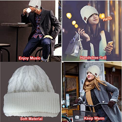 Wireless Winter Music Beanie Hat Men Women Headphone Music Hat Winter Cap Stereo Headset Speaker Microphone Earphone Outdoor White - color: White, size: One Size