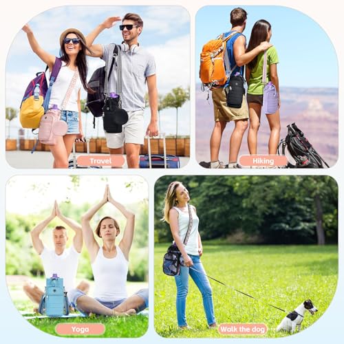 Water Bottle Carrier Bag with Strap Phone Pocket for Walking, Hiking, Cycling - color: 11-Printed Black, size: 32oz-40oz