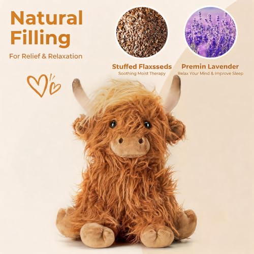 Microwavable Highland Cow Stuffed Animals, Heatable & Coolable Plush Toys - style: A-Brown Highland cow