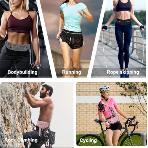 Slim Running Belt Fanny Pack for Men Women, Adjustable Running Phone Holder with 3 Pockets, Reflective Fitness Fanny Pack for Phones up to 7.2 inch, Water Resistant Sports Waist Bag, Black - color: Black