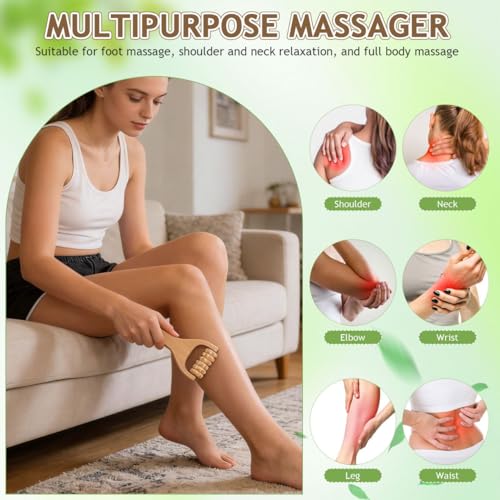 Wooden Foot Massager 3pcs Handheld Massage Roller Portable 5.9