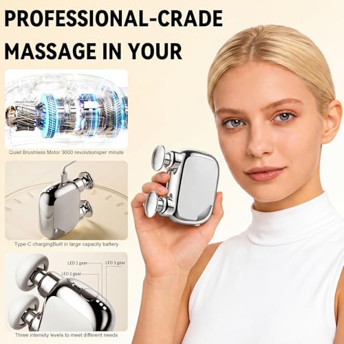 Double Head Mini Massage Gun,Portable Massage Gun Deep Tissue, Rechargeable, Compact Handheld Massager for Muscle Fatigue Relief, Home/Office/Travel,Gifts for Men Women, Silver - color: Silver