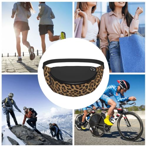 Dujiea Fanny Pack, Leopard Fur Pattern Waist Bag With Headphone Hole Belt Bag Adjustable Sling Pocket Fashion Hip Bum Bag For Women Men Kids Outdoors Casual Travelling Hiking Cycling - color: Leopard Fur Pattern