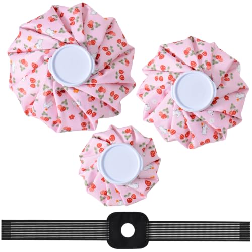 Ice Packs for Injuries Reusable, 3 Sizes, Strawberry - color: Pink-strawberry