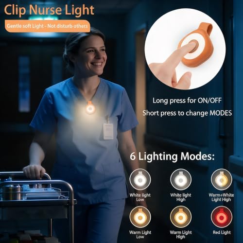 Magnetic Clip Light Rechargeable LED Portable Light with 6 Brightness 3 Color Modes Hands‑Free Silicone Clip On Safety Light for Nurse Night Shift, Walking, Dog Walking, Running, Camping, Emergency - color: Black