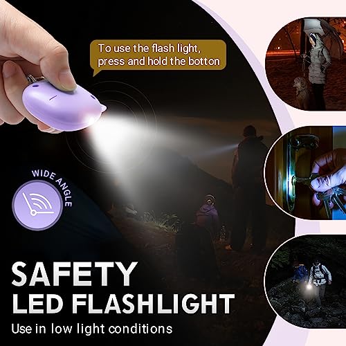 Safe Sound Personal Alarm, 130 dB Loud Siren Song Emergency Security Alarm Keychain with LED Light, Personal Sound Safety Siren for Women, Men, Children, Elderly(Purple) - color: Purple