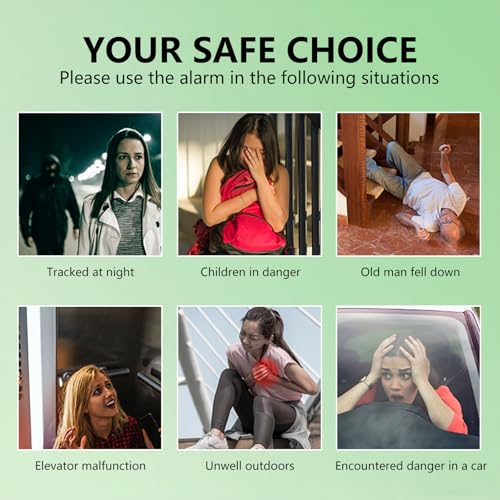 Rechargeable Personal Alarm, 130dB SOS Safety Alarm,LED Light, Security Siren Keychain for Women and Elderly,Security Siren Keychain ,Self Defense Alarm (Green) - color: Green