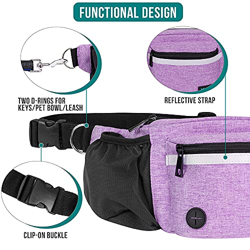 PetAmi Dog Fanny Pack, Treat Pouch for Dog Walking Training, Purple - color: Purple