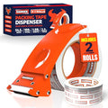 Clear Packing Tape with Dispenser 1.88 inch - Metal Strong & Durable Heavy Duty Packing Tape with Dispenser - Strong Strapping Tape with Dispenser Easy Tear & Seal - 2 Rolls / 1 Dispenser / 109 Yards - size: 109 yd