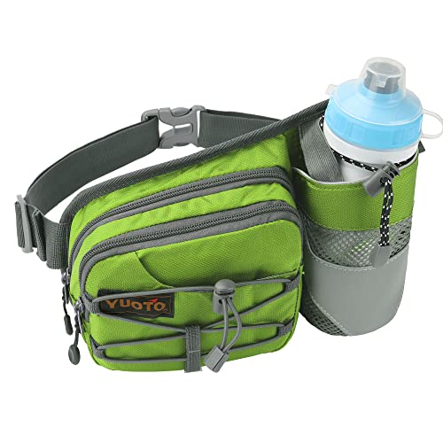 Waist Pack with Water Bottle Holder for Running Walking Hiking Fanny Pack - color: Bright Green