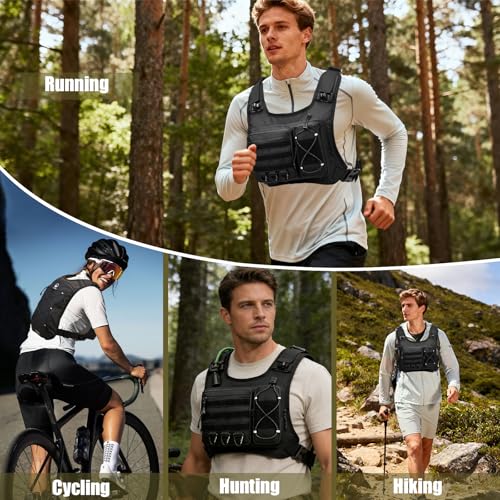 Running Vest with 2L Leakproof Water Bladder, Chest Pack for Hunting with Insulated Compartment for Men & Women Running, Cycling, Camping, Hiking, Skiing
