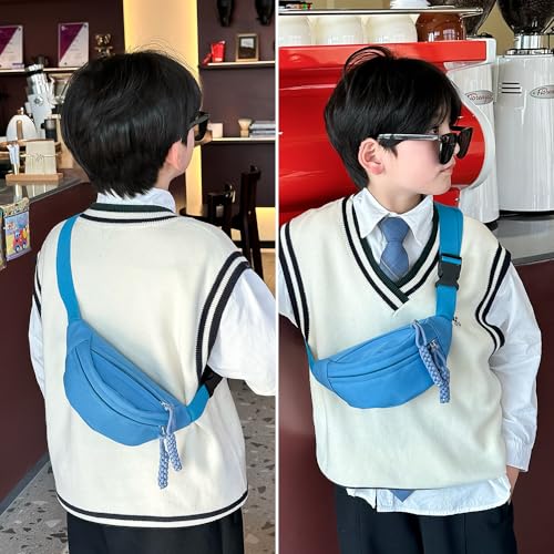 Fanny Pack for Kids, Adjustable Crossbody Waist Bag for Boys Girls, Blue - color: Blue