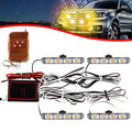 4x4 LED 4 in 1 Surface Mount Grill Light DC12V Wireless Remote Emergency Flashing Beacon Lamp Ambulance Police Strobe Warning External Light for Truck Trailer Caravan Van (Amber) - color: Amber, size: 4 in 1