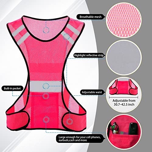 TCCFCCT Reflective Running Vest, High Visibility Running Gear with Large Pocket - color: 2 Pack Mesh Pink