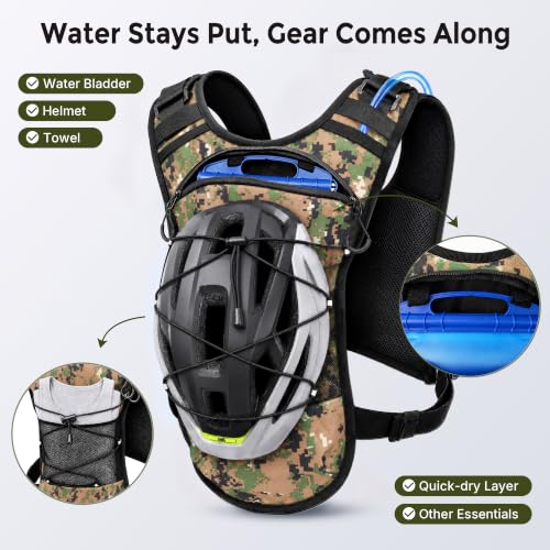 Running Vest Water Backpack with 2L Leak-Proof Bladder for Men & Women - color: Camo Green