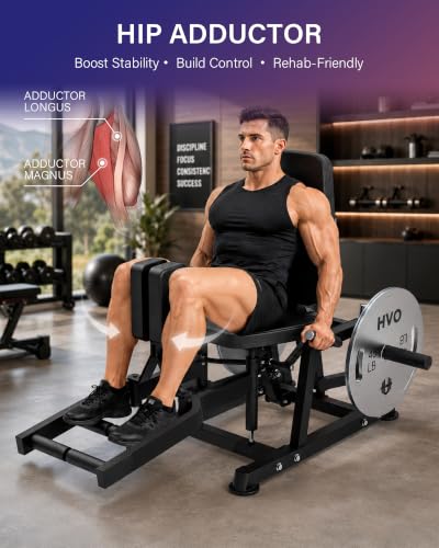 HVO Hip Abductor Machine,6-Level Adjustable,360°Rotating Pad,1600LBS - color: Black
