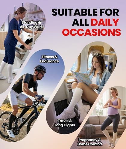 PULIOU Compression Socks for Women Men 15-20 mmHg Easy On Off,2 Pairs - color: White, size: Small-Medium