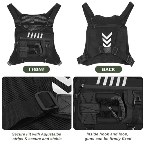 Chest Rig Running Vest for Men - Lightweight & Comfortable Tactical Vest with Quick Access Holster Gift, Water-Resistant & Breathable Design for Running, Hiking, and Outdoor Activities