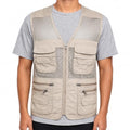Unisex Mesh Breathable Fishing Vest, Multi-Pockets Photography Travel Hiking Waistcoat Jacket for Adults and Youth - color: Beige, size: Medium