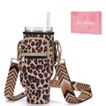 GOEWY Water Bottle Carrier Bag for Stanley Cup 40/30oz with Phone Pockets - color: Leopard（Upgraded with Gift Box）, size: 40oz