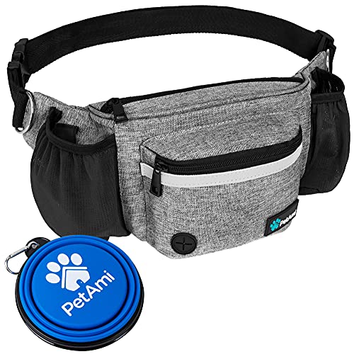PetAmi Dog Fanny Pack, Treat Pouch for Dog Walking Training, Light Gray - color: Heather Grey