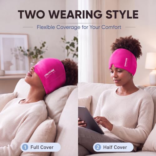 ONLYCARE Migraine Relief Cap, Headache Relief Cold Cap with Odorless Gel - color: Rose Red