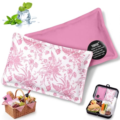 VIHOSE 2 Pcs Ice Packs for Lunch Box Bag - color: Pink, style: Floral