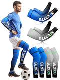 Newcotte 4 Pairs Sports Protection UV Leg Sleeves and Arm Sleeves Cooling Arm Cover Compression Sleeves for Summer Men Women Basketball Football Running Cycling and Other Sports