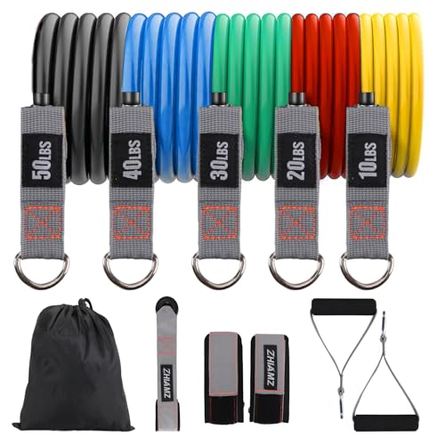 Resistance Bands with Handles, Exercise Bands with Handles, Door Anchor - color: 5-in-1 Band-150lbs