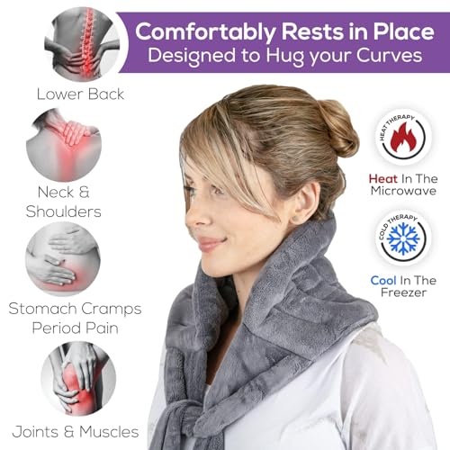 Microwavable Heating Pad with Straps, Extra Large, Gray, Hot/Cold Therapy - color: Gray, size: Extra Large