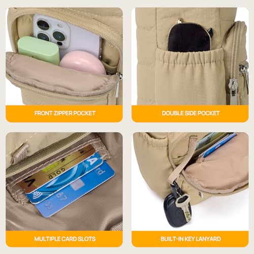 Telena Water Bottle Holder with Strap RFID Crossbody Bags for Women - color: Khaki