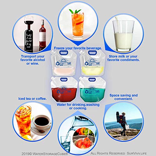 WaterStorageCube Premium Collapsible Water Container Bags 1.3 Gal (2-Pack)