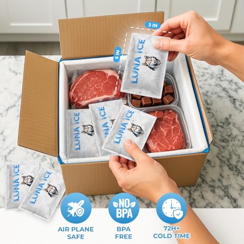 Dry Ice Packs for Shipping - Long Lasting ice Packs - 24+ Hour Freeze Power - BPA Free - 12 Pack Bulk 3 lb – Hielo Seco - Reusable Gel Bricks for Food - size: Medium