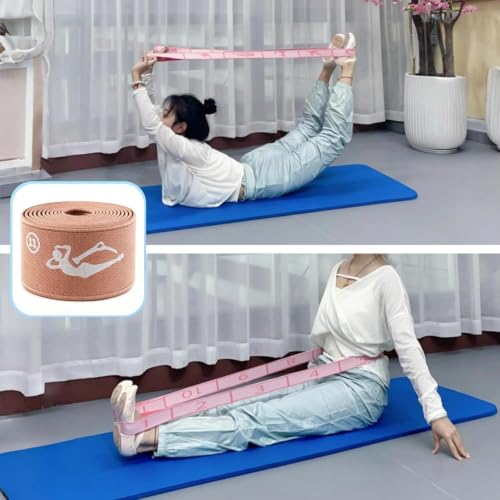 Multi-Loop Stretch Band - Yoga, Pilates, Ballet, and Physical Therapy Stretching Strap for Flexibility, Leg Stretching, and Exercise - Durable Stretching Equipment - color: Mocha Brown