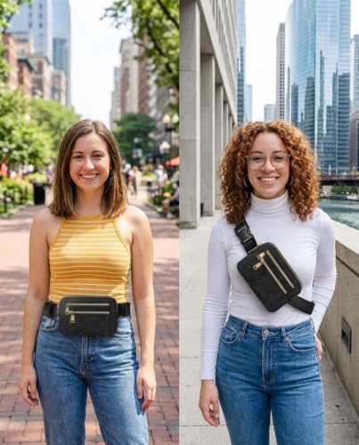 Fanny Packs for Women Crossbody Belt Bags, Waist Pack with Adjustable Strap - color: B-Black Camo, size: Double Layer
