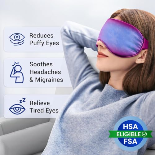Cooling Eye Mask for Puffy Eyes: Fsa Eligible ltems Hsa, Migraines Headache Fast Relief After Surgery Care Cold Compress, Reusable Face Ice Pack Gel for Dark Circles, Gentle Weighted Sleep Mask Purple - color: Purple