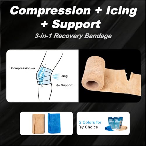 4 Packs Ice Tape - Instant Cooling and Compression Tape for Athletes, No Refrigeration Needed, Self Stick Bandage Wrap for Pain & Swelling Relief (Blue) - color: Blue-4pack