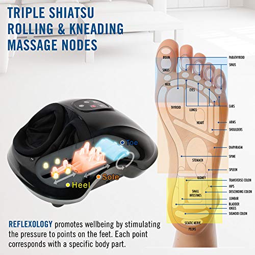 Daiwa Felicity Reflexology Foot Massager – Shiatsu Foot Massager with Heat, Kneading Rollers & Air Compression, 6 Intensity Levels, 2 Heat Settings, Automatic Programs, Deep Tissue Foot Massage