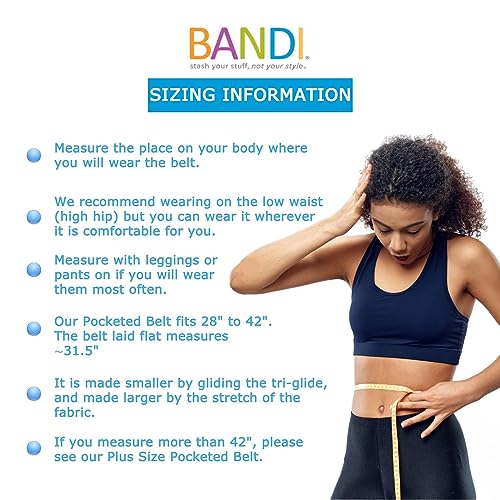 BANDI Running Belt for Women & Men – USA Made No-Bounce Adjustable Waist Pack & Secure Fanny Pack – Fits All Phones, Gels & Essentials – Zipper-Free, Medical Device Friendly - color: Strata Black/Gray
