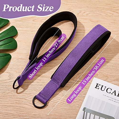 Honoson 2 Pcs Double Loop Pilates Reformer Straps with D Rings Purple