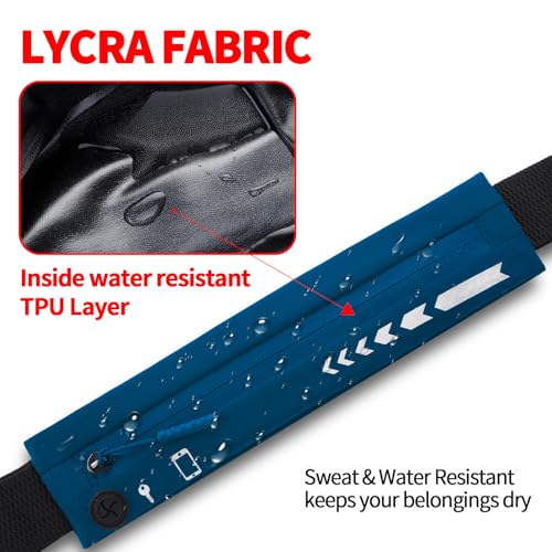USHAKE Slim Running Belt Women Men, Bounce Free Fanny Pack Phone Holder - color: Navy Blue