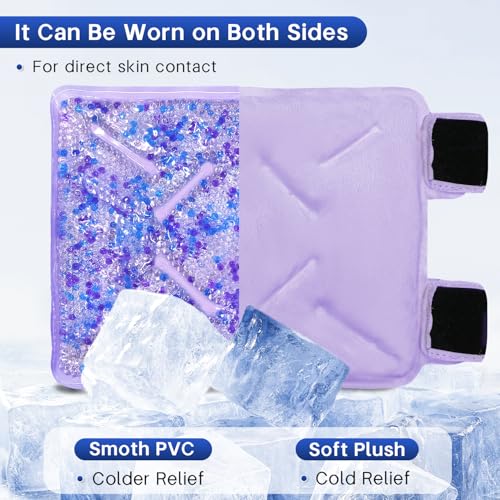 Knee Ice Pack Wrap for Pain Relief, Reusable Gel Cold Compress Therapy - color: Light Purple-1 Pack