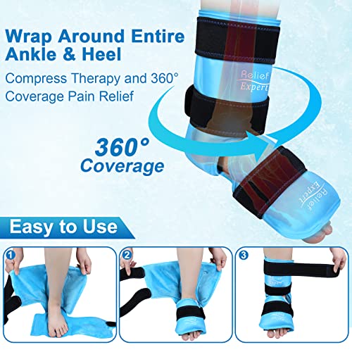 Relief Expert XL Ankle Ice Pack Wrap, Extra Large Ankle Ice Wrap for Discomfort Reducing with Cold Compress for Muscle and Joints Relaxation