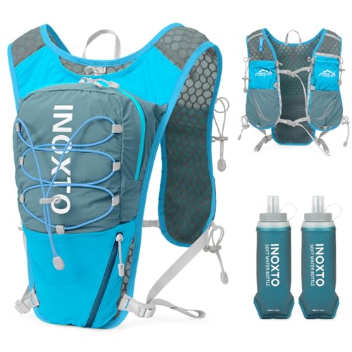 IX INOXTO Running Hydration Vest for Women Men with 500ML Soft Flask - color: blue with 500ml