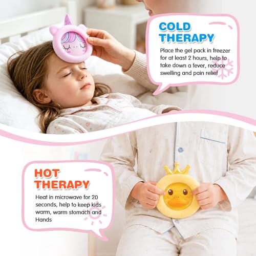 Hilph Kids Ice Packs, 3 Soft Gel Unicorn Ice Packs for Baby Kids Boo Boos - style: A-Duck&elk&unicorn