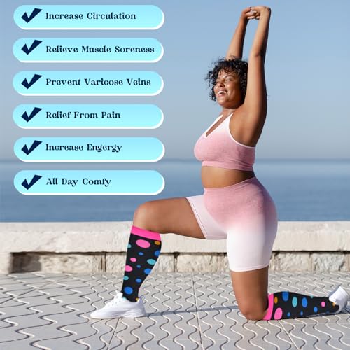3 Pairs Plus Size Compression Socks for Women Wide Calf Extra Large Knee High Support for Travel,Yoga, Running