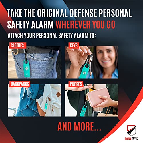 Original Defense® Siren Self-Defense Alarm - 130 dB Keychain Alarm with LED Strobe Light for Women, Children, and Elderly - Police Recommended - (Mint, 1 Count) - color: Mint